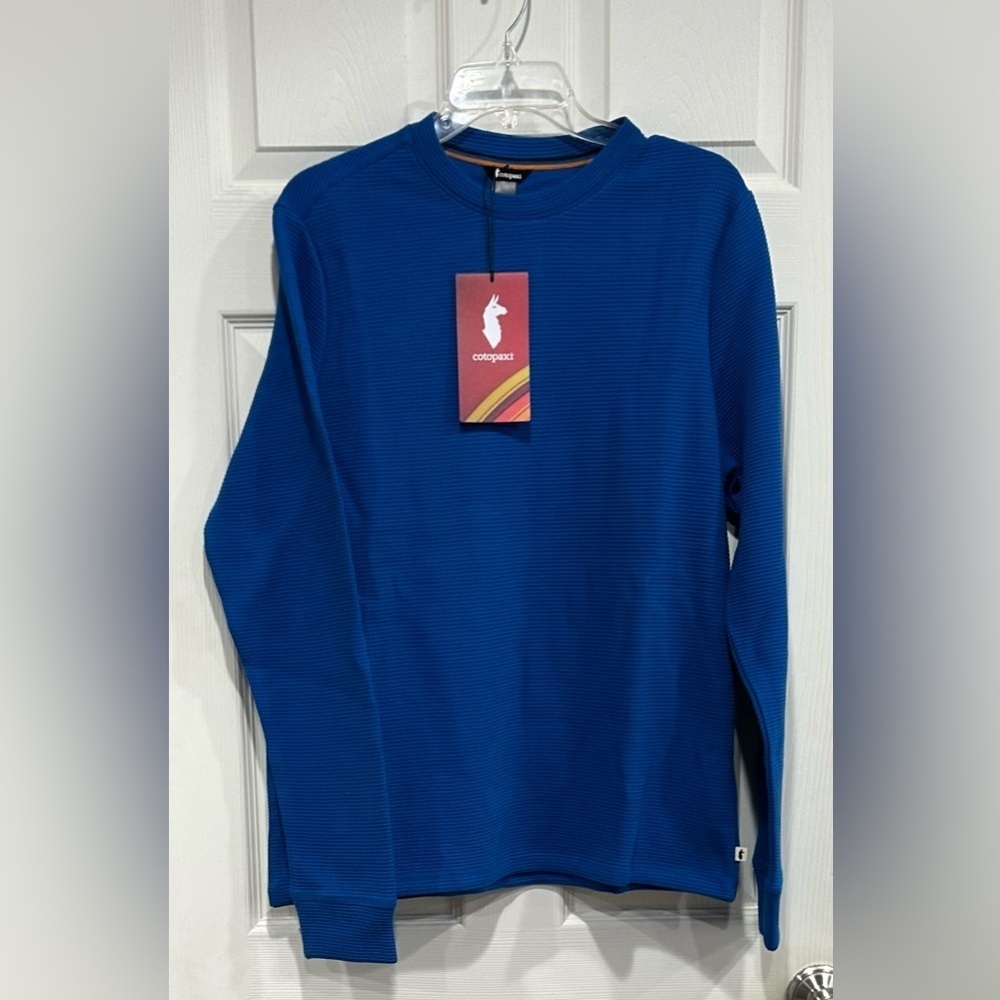 Cotopaxi Men's Large Atajo Long-Sleeve Waffle Shirt Atlantic Blue NWT Cotton